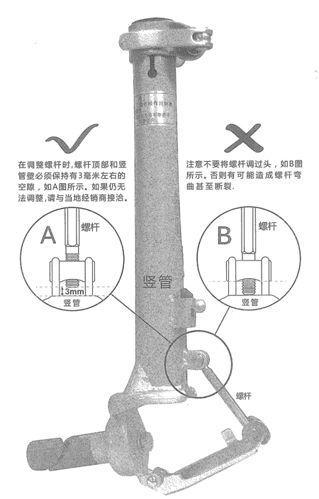 大行折叠车折叠头管 调整保养图示